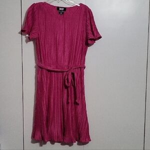 DKNY Women's Bright Pink Pleated Mini Dress